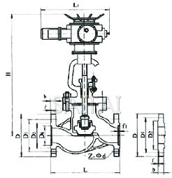  J941H/J941Y型电动法兰钢制截止阀结构图